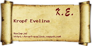 Kropf Evelina névjegykártya